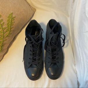 High top Chucks, black on black. Size 13